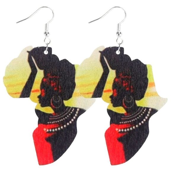 Fun bohemian African dangle earrings - Picture 2 of 5
